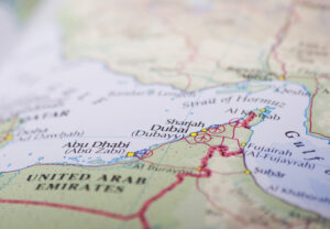 The United Arab Emirates on a map
