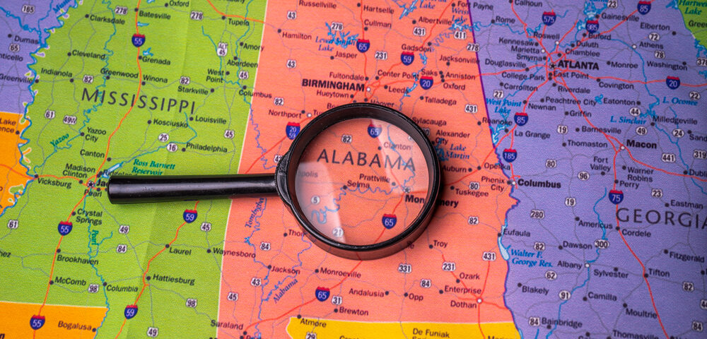 Alabama on the map