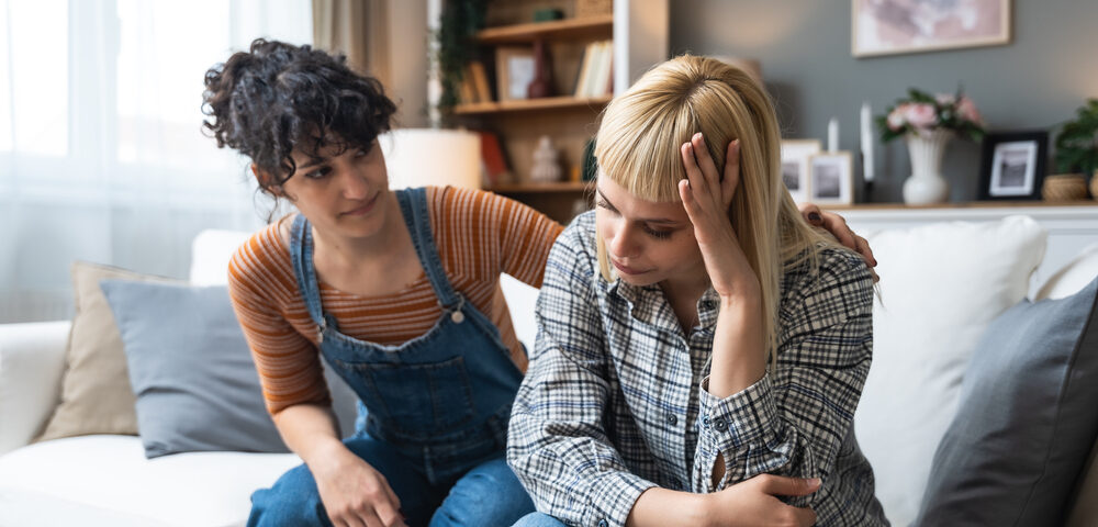 Sad lesbian couple in Italy