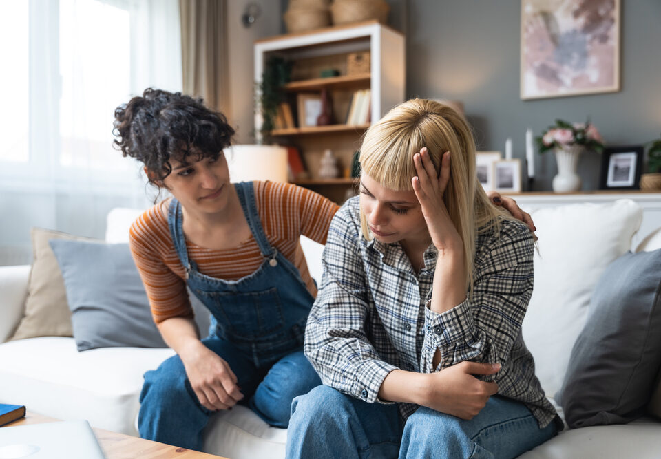 Sad lesbian couple in Italy