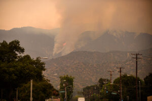 Wildfires in the mountains above Los Angeles