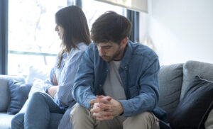 Sad couple who had a miscarriage