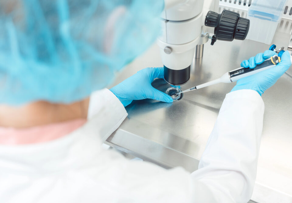 Embryologist working with IVF patients