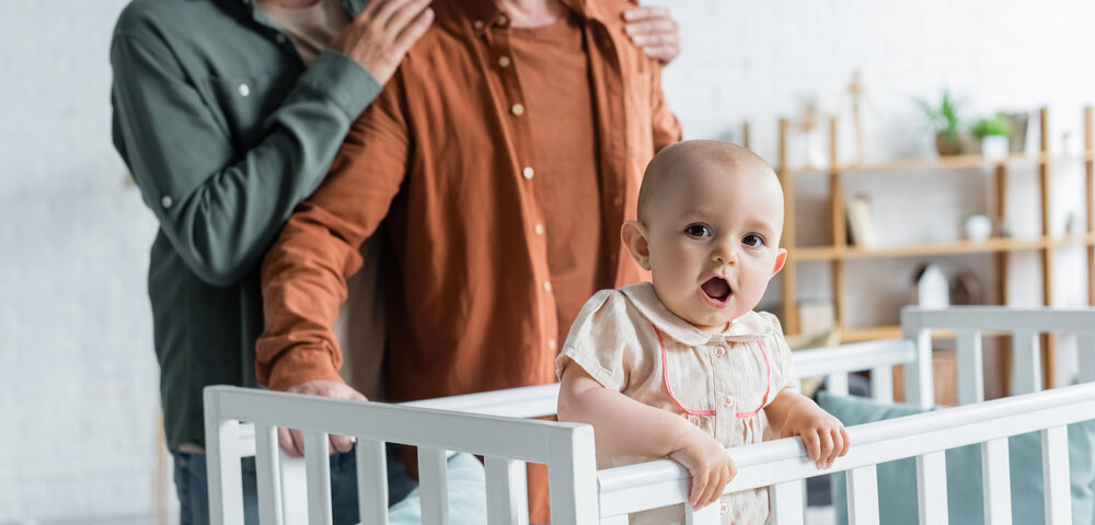 Gay couple with baby