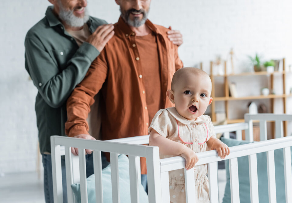 Gay couple with baby