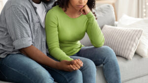 Sad couple after miscarriage